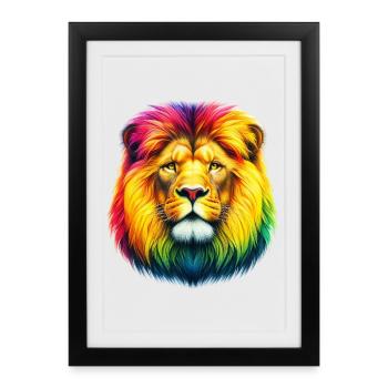 Lion - Affiche encadrée (27 × 37 cm) - noir - Devant