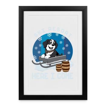 Saint-bernard - Affiche encadrée (27 × 37 cm) - noir - Devant