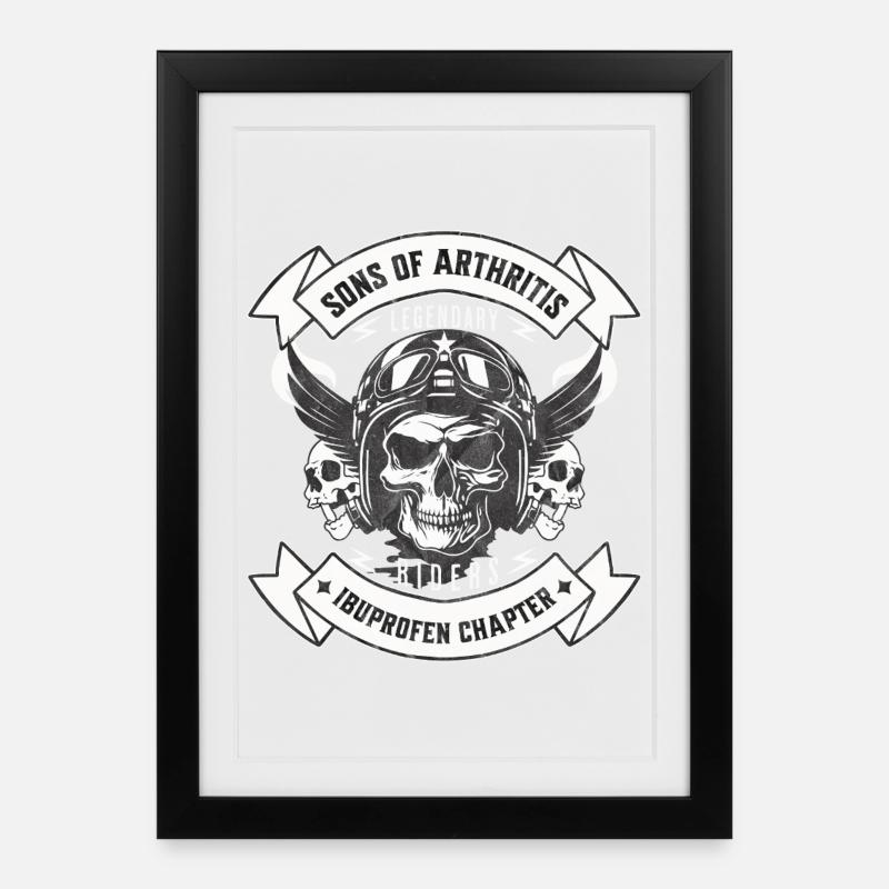 Sons of Arthritis Ibuprofen Chapter Biker - Gerahmtes Poster (27 × 37 cm) - Schwarz
