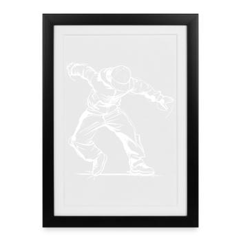 Croquis de breakdancer - Affiche encadrée (27 × 37 cm) - noir - Devant