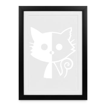 White Kitten Yin and Yang - Framed poster (27 × 37 cm) - black - Front