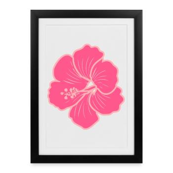 Fleur d’hibiscus – Y2K rose style néon rétro - Affiche encadrée (27 × 37 cm) - noir - Devant
