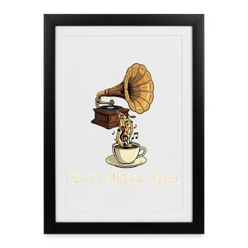 Caffè e Musica = Relax - Framed poster (27 × 37 cm) - black - Front