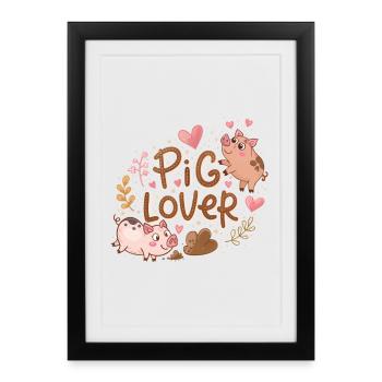 Amoureux des cochons - Affiche encadrée (27 × 37 cm) - noir - Devant