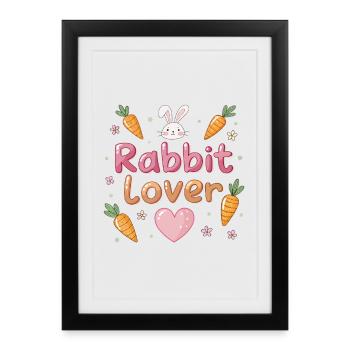 Amoureux des lapins - Affiche encadrée (27 × 37 cm) - noir - Devant