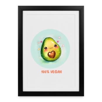 Vegan Avocado - Framed poster (27 × 37 cm) - black - Front