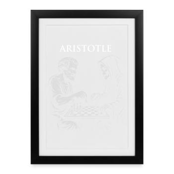 Aristote et Grim Raper Chess Illustration - Affiche encadrée (27 × 37 cm) - noir - Devant
