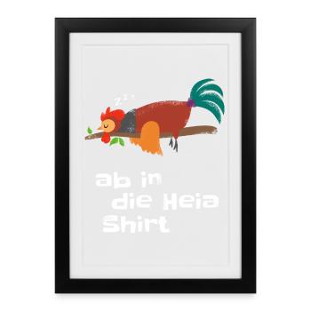 Off to bed shirt - Good night pajama rooster - Framed poster (27 × 37 cm) - black - Front