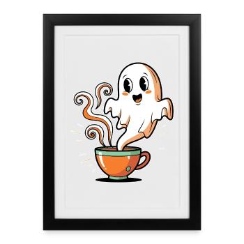 Kaffeegeist mit charmantem Gesicht - Gerahmtes Poster (27 × 37 cm) - Schwarz - Vorne