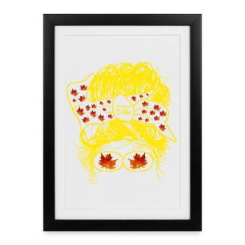 cheveux en bataille en automne - Affiche encadrée (27 × 37 cm) - noir - Devant
