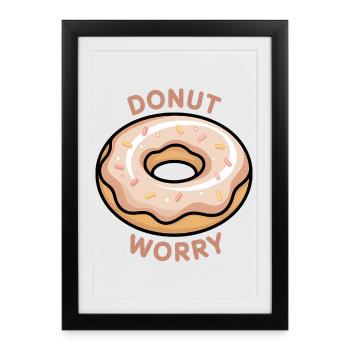 Donut Worry Motivationnel - Affiche encadrée (27 × 37 cm) - noir - Devant