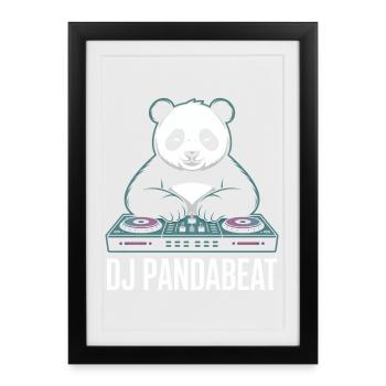 DJ PANDABEAT Panda DJ Beats Rave Club Musique - Affiche encadrée (27 × 37 cm) - noir - Devant