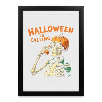 Halloween Skull with Pumpkin - Framed poster (27 × 37 cm) - black - Front