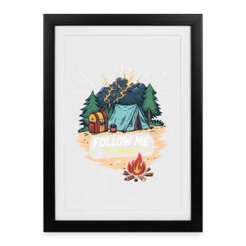 Aventure en Plein Air Tente Nature - Affiche encadrée (27 × 37 cm) - noir - Devant