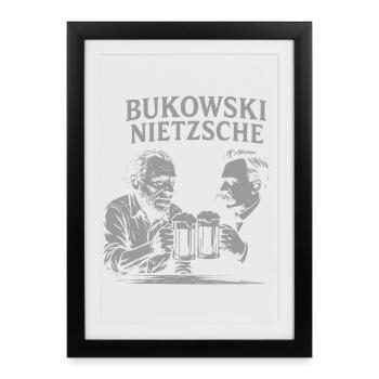 Bukowski and Nietzsche Beer Toast Design - Framed poster (27 × 37 cm) - black - Front