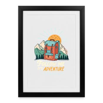 Mountain adventure backpack - Framed poster (27 × 37 cm) - black - Front