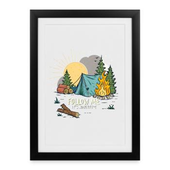 Aventure en Plein Air Motif Nature - Affiche encadrée (27 × 37 cm) - noir - Devant