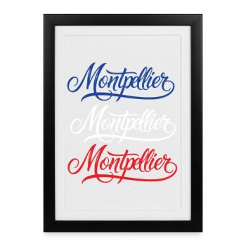 Montpellier Retro Lettering Design - Affiche encadrée (27 × 37 cm) - noir - Devant