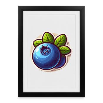 Bleuets Lumineux et Feuilles Vertes - Affiche encadrée (27 × 37 cm) - noir - Devant