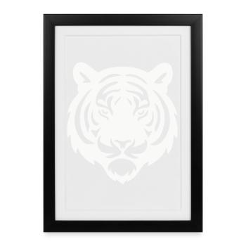 Silhouette Tête De Tigre - Affiche encadrée (27 × 37 cm) - noir - Devant