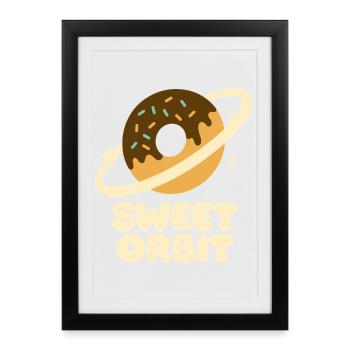 Süßer Orbit Donutplanet - Gerahmtes Poster (27 × 37 cm) - Schwarz - Vorne