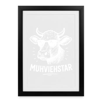 Chemise d’humour de vache – Muhviehstar Design - Affiche encadrée (27 × 37 cm) - noir - Devant