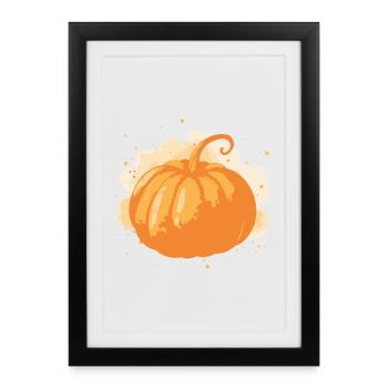 Bright stylized orange pumpkin - Framed poster (27 × 37 cm) - black - Front