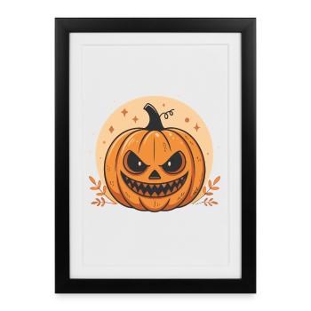 Halloween pumpkin with menacing look - Framed poster (27 × 37 cm) - black - Front