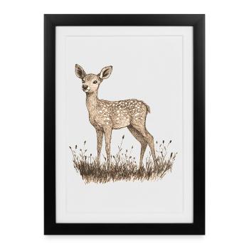 roe deer - Framed poster (27 × 37 cm) - black - Front