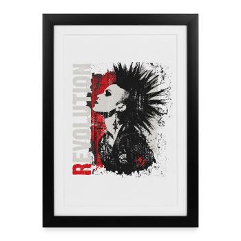 Révolution punk rock girl - Affiche encadrée (27 × 37 cm) - noir - Devant