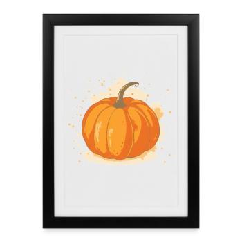 Citrouille Illustration Automne Vintage - Affiche encadrée (27 × 37 cm) - noir - Devant