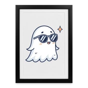 Fantôme chic aux lunettes - Affiche encadrée (27 × 37 cm) - noir - Devant