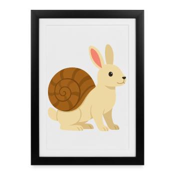 Lapin Escargot tout mignon - Affiche encadrée (27 × 37 cm) - noir - Devant