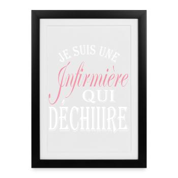 Cadeau original infirmière - Meilleure infirmière - Affiche encadrée (27 × 37 cm) - noir - Devant