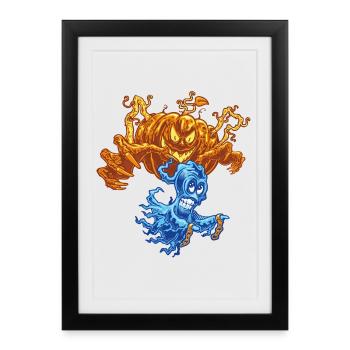 🎃Haunted Pumpkin Ghost Hunter 👻 - Framed poster (27 × 37 cm) - black - Front