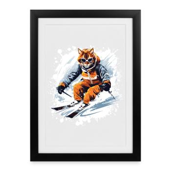 Cat Ski Skiing - Affiche encadrée (27 × 37 cm) - noir - Devant