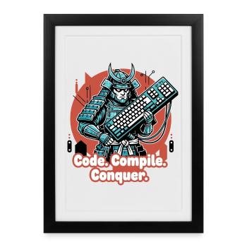 Code Battle Samurai avec clavier - Affiche encadrée (27 × 37 cm) - noir - Devant