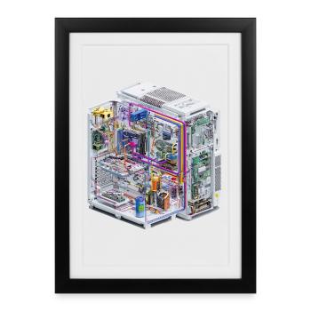 CAD Câble Art Flux de couleurs Centre de données - Affiche encadrée (27 × 37 cm) - noir - Devant