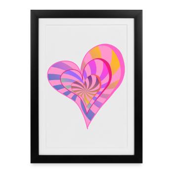 Colorful Layered Heart Aesthetic Design - Framed poster (27 × 37 cm) - black - Front