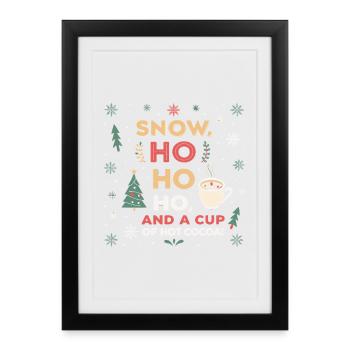 Ho Ho Ho et cacao chaud - Affiche encadrée (27 × 37 cm) - noir - Devant