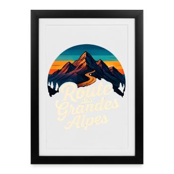 Route des Grandes Alpes Vintage - Affiche encadrée (27 × 37 cm) - noir - Devant