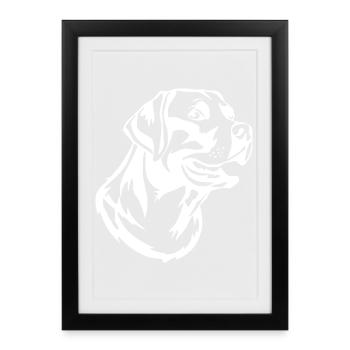 Dog White White Dog Dog Head T-shirt Gift - Framed poster (27 × 37 cm) - black - Front