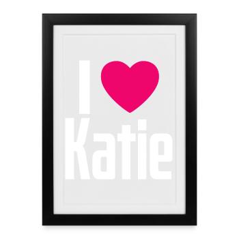 I Love Katie Pink Heart I Love Katie - Framed poster (27 × 37 cm) - black - Front