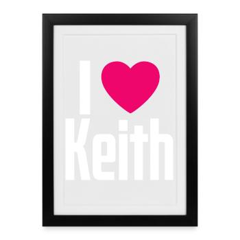 I Love Keith Pink Heart I Love Keith - Framed poster (27 × 37 cm) - black - Front