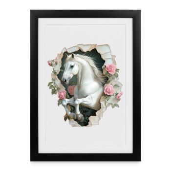 Cheval Vintage - Affiche encadrée (27 × 37 cm) - noir - Devant