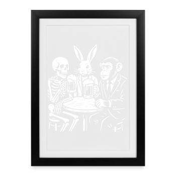 Toasting Trio: Skeleton Rabbit Ape - Framed poster (27 × 37 cm) - black - Front