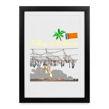 Fallas de Valencia Mascleta - Affiche encadrée (27 × 37 cm) - noir - Devant
