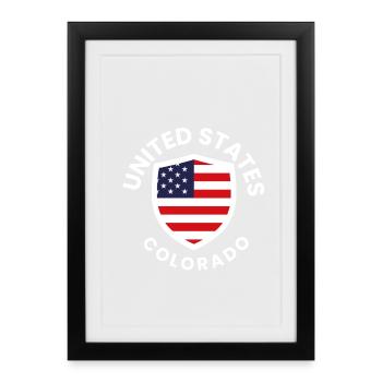 Flaggenschild Colorado USA Emblem - Gerahmtes Poster (27 × 37 cm) - Schwarz - Vorne