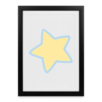 Étoile pastel à contour bleu - Affiche encadrée (27 × 37 cm) - noir - Devant