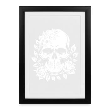 Skull with Flower Wreath - Framed poster (27 × 37 cm) - black - Front